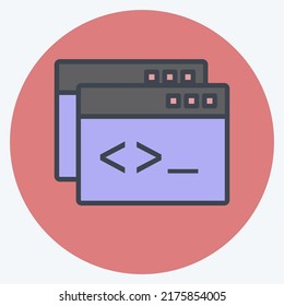 Icon Custom Coding. suitable for Programming symbol. color mate style. simple design editable. design template vector. simple symbol illustration