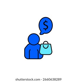 Ícone de um cliente, isolado contra um fundo limpo.