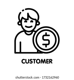 Icon customer man outline style icon design  illustration on white background eps.10