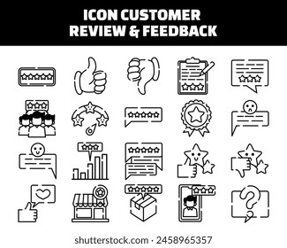 Icon customer reviews and feedback vector outline illustration set