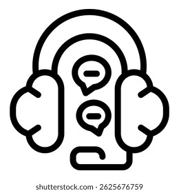 Icon of a customer service agent using a headset with cloud computing for communication
