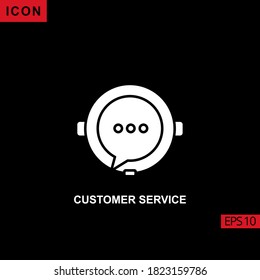 Icono Servicio al cliente plano, señal vectorial aislada, pictograma de estilo lineal aislado en negro. Firma o símbolo para contactarnos.