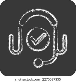 Icon Customer Service. related to Contactless symbol. Chalk Style. simple design editable. simple illustration
