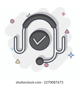 Icon Customer Service. related to Contactless symbol. Comic Style. simple design editable. simple illustration