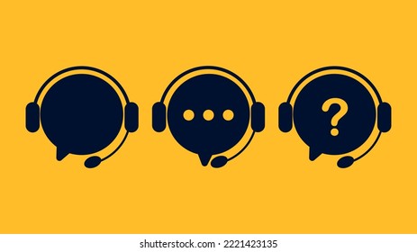 Servicio de asistencia al cliente de iconos. Símbolo de conversación vectorial. símbolo del oído