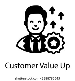 Icono del valor del cliente en el diseño de glifos 