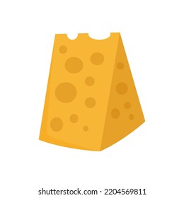 Icon of cut cheese slice. Flat vector illustration isolated on white background