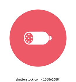 Icon of cut sausage or sausage cheese. Wurst. Paste. Roll. Meal. Food supply. Simple vector icon. Consumer goods. Commodities.