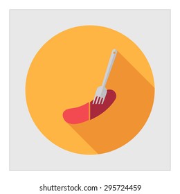 Icon of cut sausage on fork