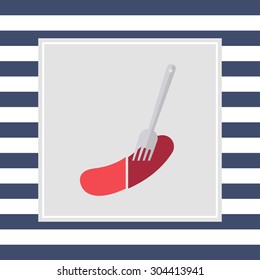 Icon of cut sausage on fork