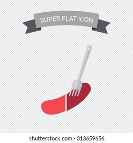 Icon of cut sausage on fork