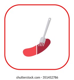 Icon of cut sausage on fork