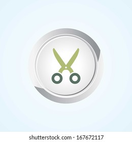 Icon of Cut (Scissor) on Button. Eps-10.