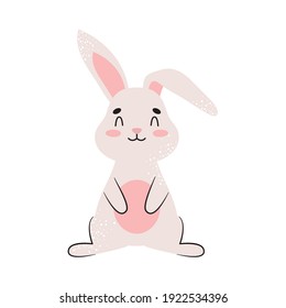 icon of cute bunny standing over white background, colorful design, vector illustration