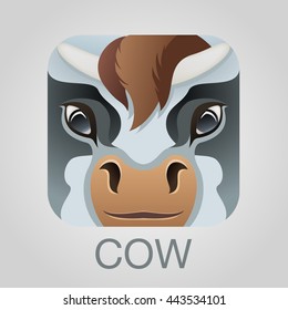 Icon of cute calf. He has a pretty hairstyle and pretty eyes