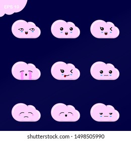 Icon Cute Cloud Face Expressions Stock Vector (Royalty Free) 1498505990 ...