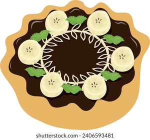 The icon of cute and delicious banana chocolate tart