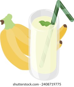 The icon of cute and delicious banana juice