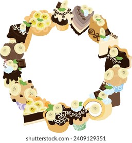 The icon of cute and delicious banana wreath