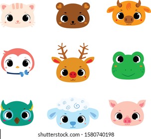 icon cute face animal colection sticker