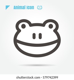 icon cute frog style vector illustration design on white background. Cartoon and logo. animal