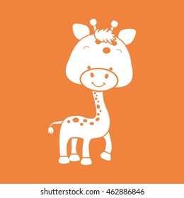 icon of cute giraffe with orange background,giraffe vector illustration