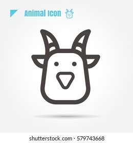 icon cute Goat style vector illustration design on white background. Cartoon and logo. animal