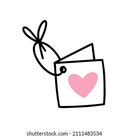 An icon of cute greeting card tag with heart on it. 