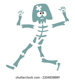 Icon of a cute hand drawn doodle halloween bone skeleton.Single design graphic element.Hand drawn doodle vector illustration. 