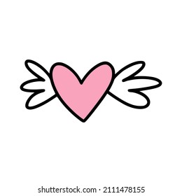 An icon of the cute heart with wings. 