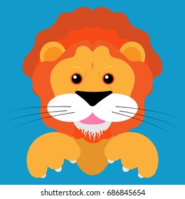 Icon of a cute lion. Vector illustration. Cartoon animal