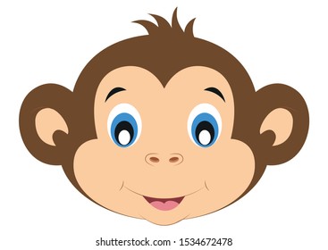 Icon of Cute Monkey Face. Animals. Vector of Cute Monkey Face