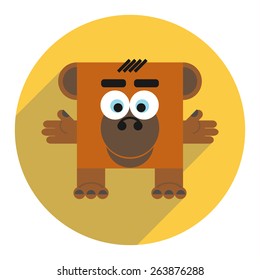Icon of cute monkey. Vector illustration