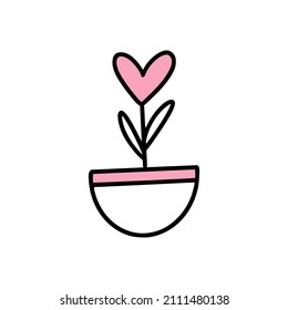 An icon of the cute pot with heart-shaped flower. 