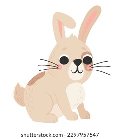 Icon of cute rabbit in cartoon style. Bunny pet silhouette. Hare and rabbit colorful illustration for childrens book, postcards and posters.