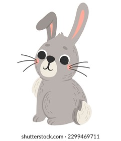 Icon of cute rabbit in cartoon style. Bunny pet silhouette. Hare and rabbit colorful illustration for childrens book, postcards and posters.