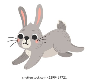 Icon of cute rabbit in cartoon style. Bunny pet silhouette. Hare and rabbit colorful illustration for childrens book, postcards and posters.