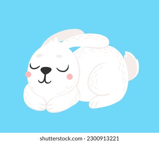 Icon of cute rabbit in cartoon style. Bunny pet silhouette. Hare and rabbit colorful illustration for childrens book, postcards and posters.