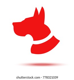 Icon cute red dog collar  on a white background symbol of next year. picture for new year calendar.