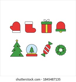 Icon  cute set simple for santa and merry christmas.