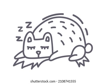 An icon of a cute sleeping bear. Doodle style animal.