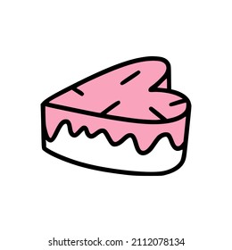 An icon of cute valentine heart-shaped cake. 