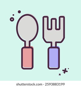 Icon Cutlery. related to Kindergarten symbol. MBE style. design editable