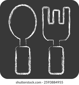 Icon Cutlery. related to Kindergarten symbol. chalk Style. design editable