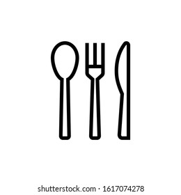icon of cutlery, restaurant, fork and spoon lineart style isolated on white background