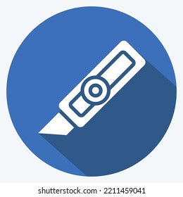 Icon Cutter Knife. suitable for Paint Art Tools symbol. long shadow style. simple design editable. design template vector. simple illustration