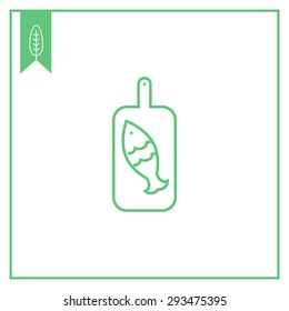 Icon of cutting board with fish