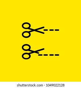 Icon of cutting scissors. Parcel, coupon, tailoring. Mail concept. Can be used for topics like delivery, wrapping, stationary 