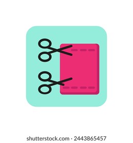 Icono de tijeras de corte. Paquete, cupón, sastrería. Concepto de correo. Se puede utilizar para temas como entrega, embalaje, papelería