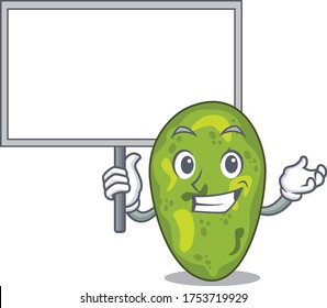 An icon of cyanobacteria mascot design style bring a board